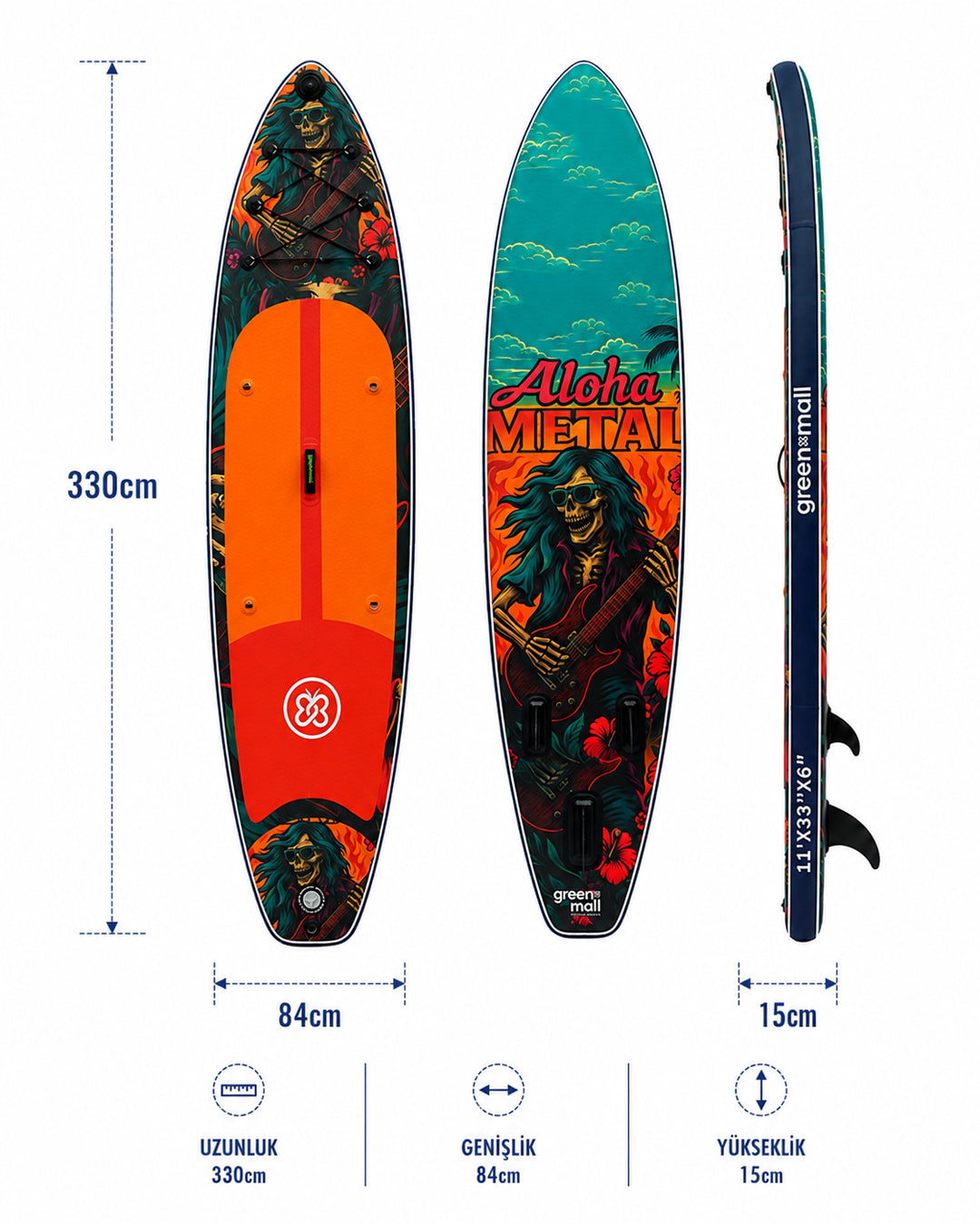 Aloha Metal Şişme SUP Board / Paddle Board 330 cm — Görsel 3/6
