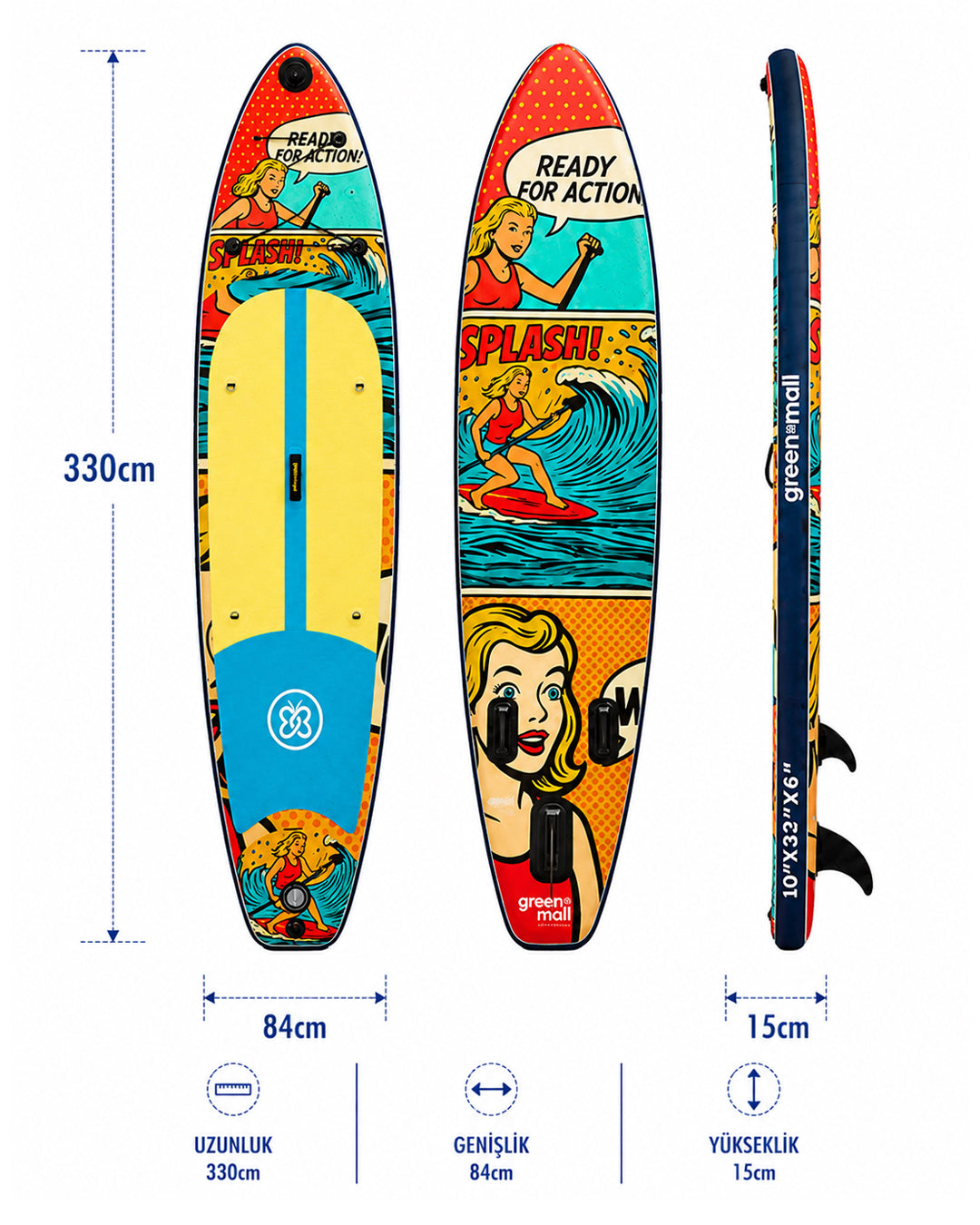 Poppy Şişme SUP Board / Paddle Board 330 cm — Görsel 3/6