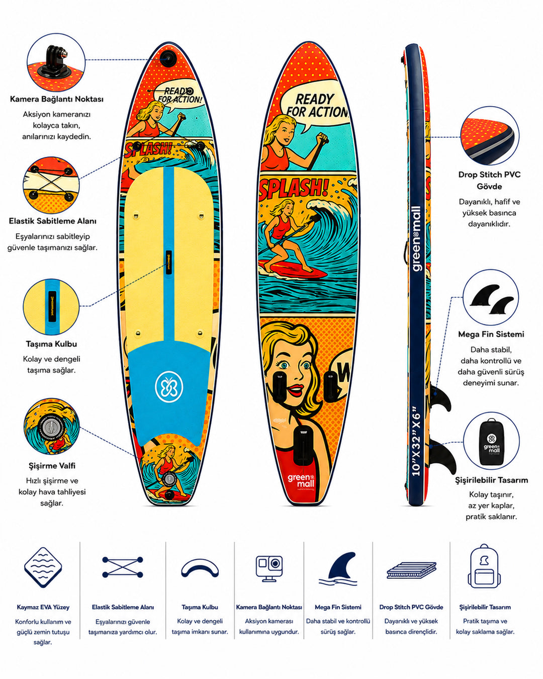 Poppy Şişme SUP Board / Paddle Board 330 cm — Görsel 4/6