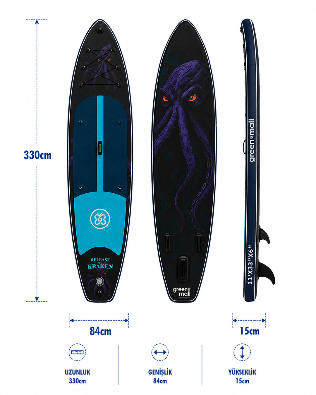 Release The Kraken Şişme SUP Board / Paddle Board 330 cm — Görsel 3/6