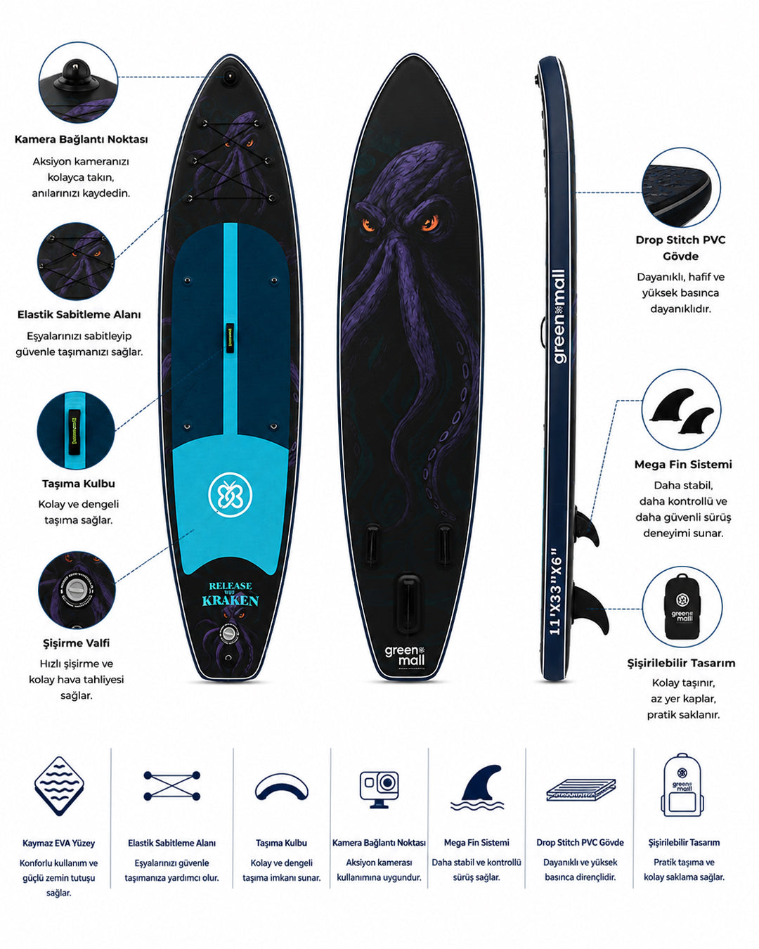 Release The Kraken Şişme SUP Board / Paddle Board 330 cm