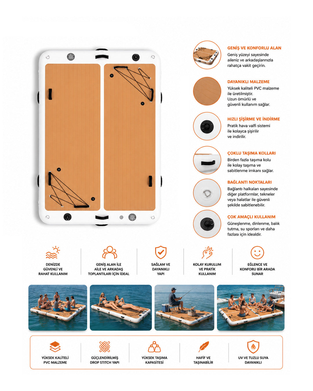 Şişme Yüzer Deniz Platformu 300 x 165 cm — Görsel 3/7
