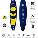 Starter Set – Crazy Fan Sarı Lacivert Şişme SUP Board / Paddle Board 320 cm