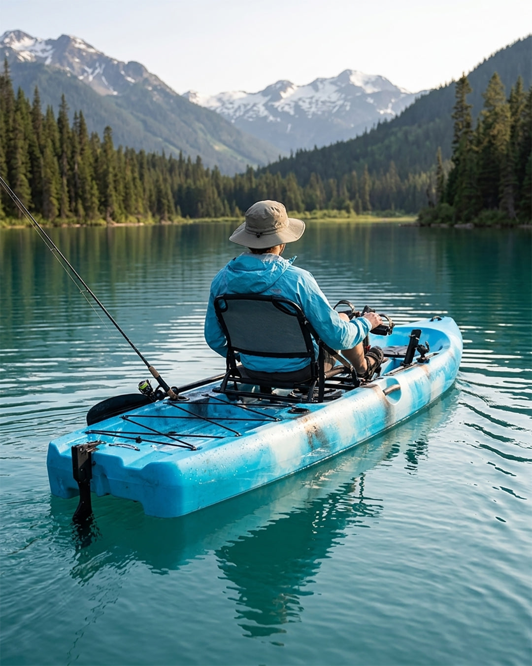 SUP Pro Tek Kişilik Pedallı Balıkçı Kanosu Mavi Kamuflaj — Görsel 2/8