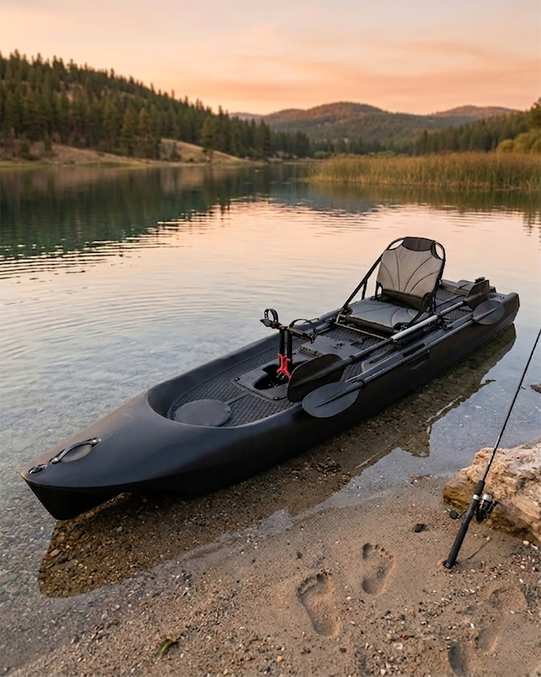 SUP Pro Tek Kişilik Pedallı Balıkçı Kanosu Siyah — Görsel 2/6