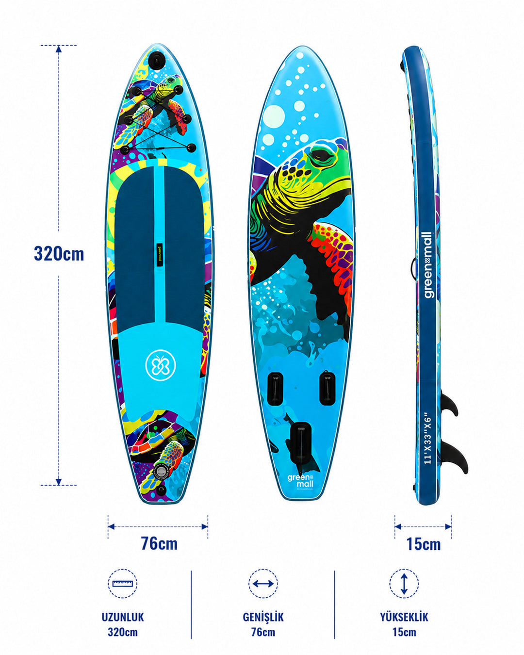Turtle Şişme SUP Board / Paddle Board 320 cm — Görsel 3/6