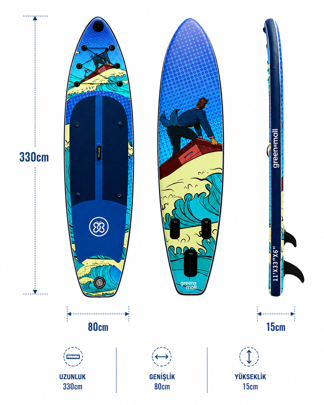 Wave Fighther Şişme SUP Board / Paddle Board 330 cm — Görsel 3/6