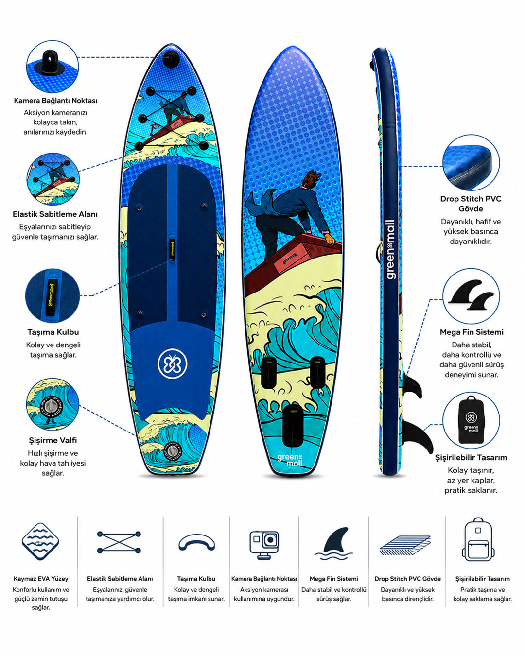 Wave Fighther Şişme SUP Board / Paddle Board 330 cm — Görsel 4/6