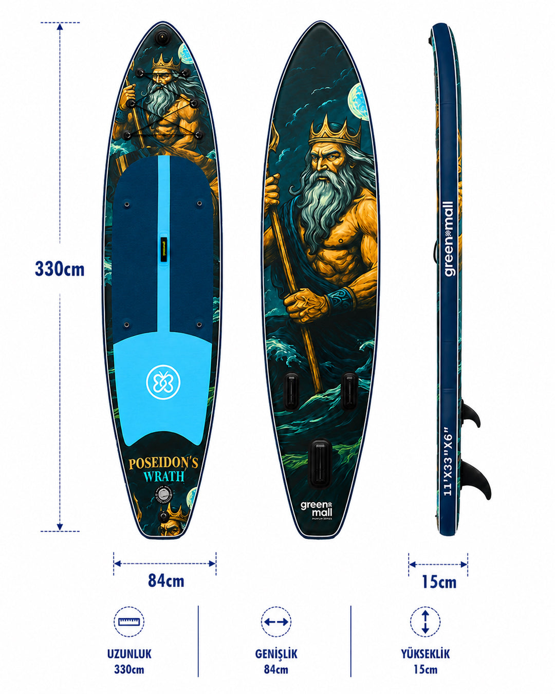 Wrath Of Poseidon Şişme SUP Board / Paddle Board 330 cm — Görsel 3/6