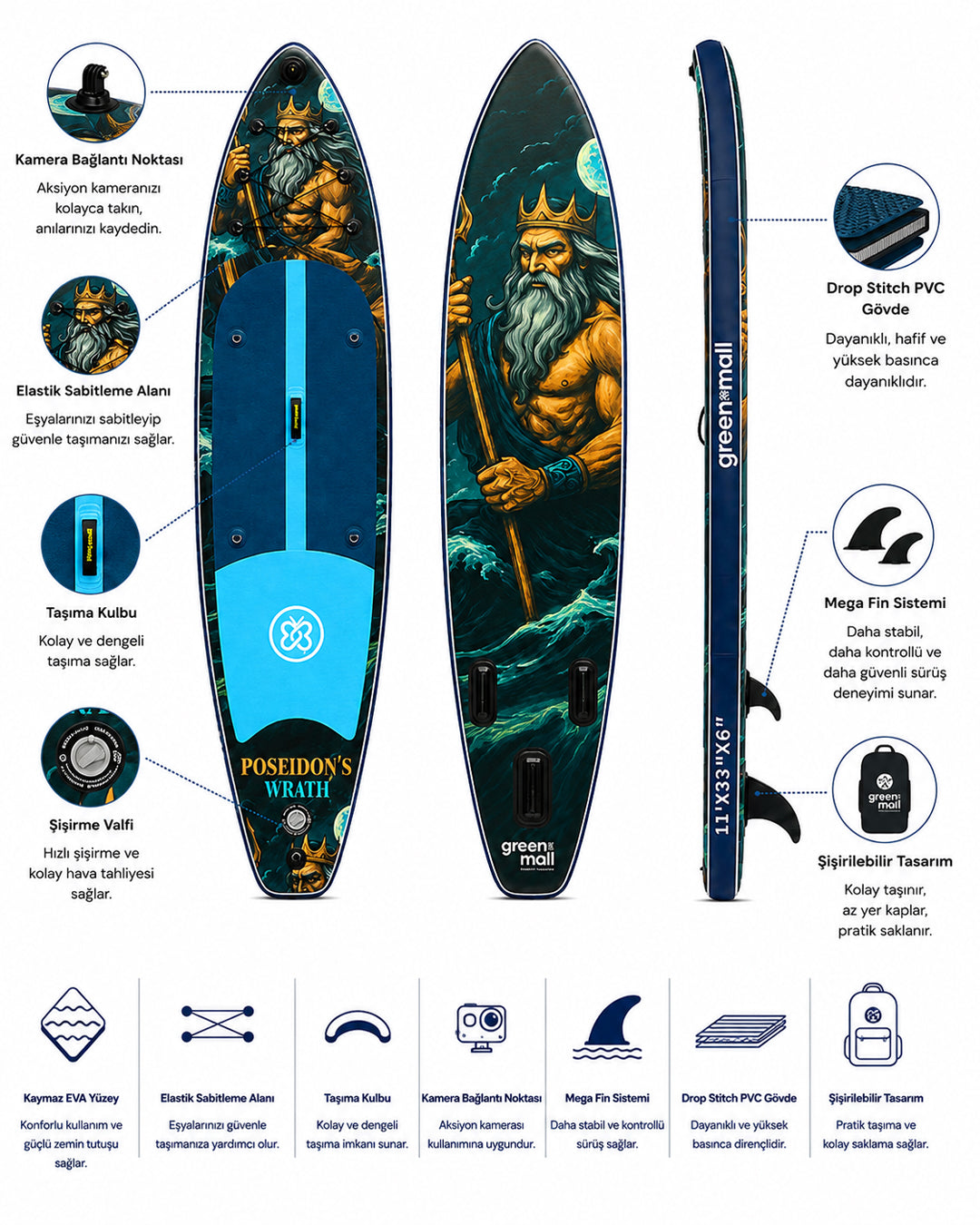 Wrath Of Poseidon Şişme SUP Board / Paddle Board 330 cm — Görsel 4/6